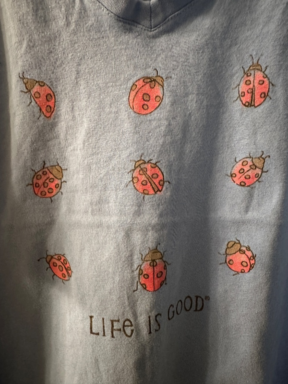 Life is Good Women's XXL Ladybug Grid Short Sleeve Crusher Vee - Picture 2 of 6